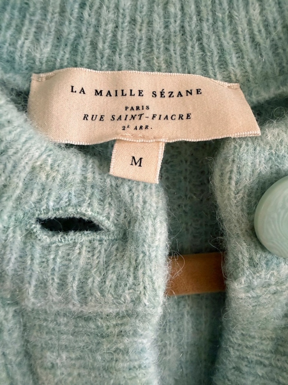 SEZANE Othello Cardigan Sea Green Size M - Picture 3 of 6
